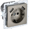 Розетка IEK BRITE РЮш10-2-БрШ 16А с USB A+A 3,1А BR-R14-16-U21-D31-K37